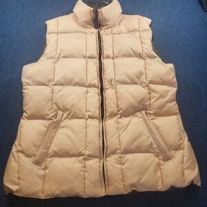 Silver Rider Reversible Down Puffer Vest Peach Brown Quilted Full Zip Mens Large